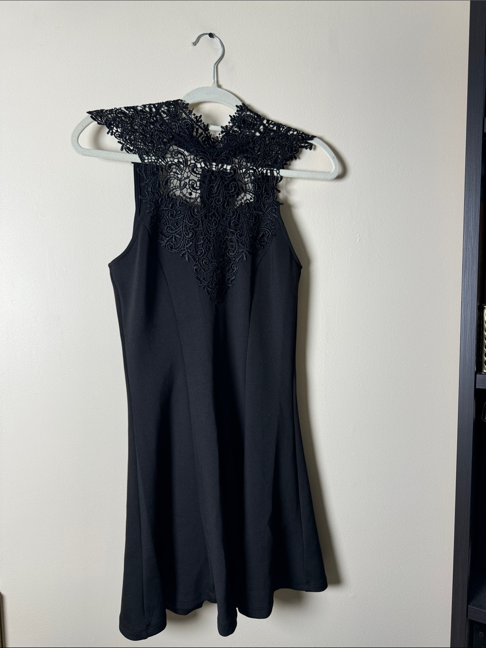 Forever 21 Black Sleeveless Mini Dress with Lace Collar